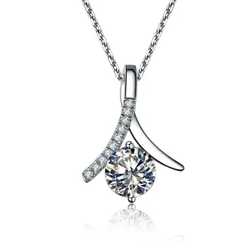 

OEM Real 585 White Gold Genius Pendant Jewelry 2Ct Necklace Synthetic Diamonds Pendant Solitaire Engagement Jewelry