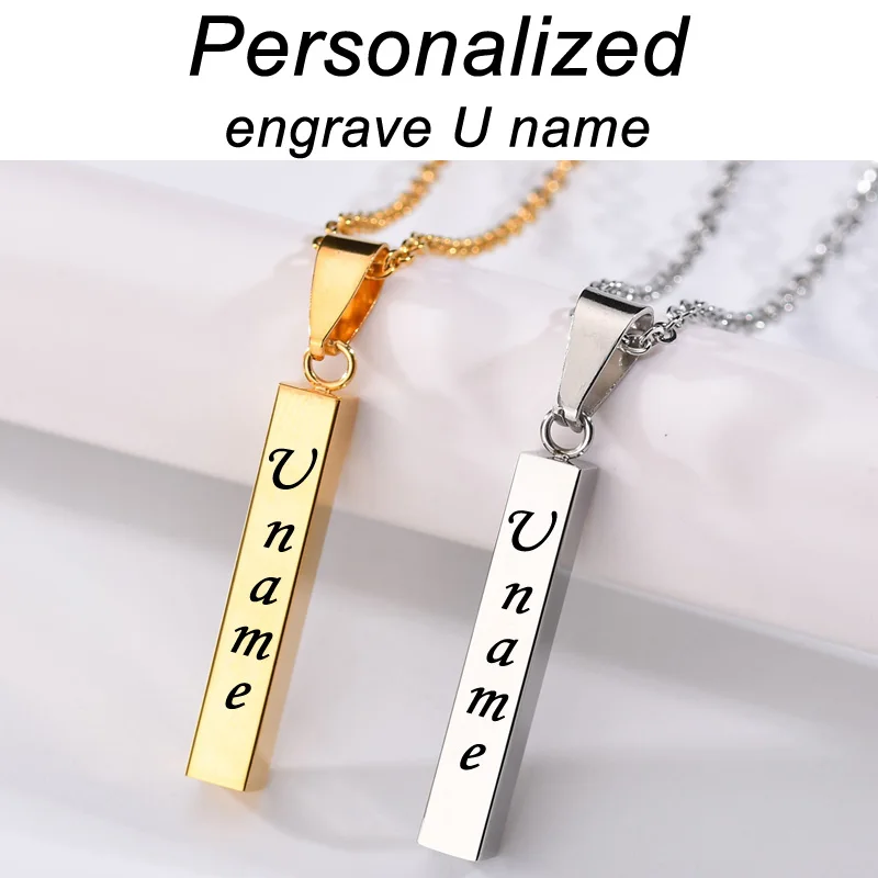 

Personalized Necklace Customize with Your Name Text Stainless Steel Titanium Pendant Necklace