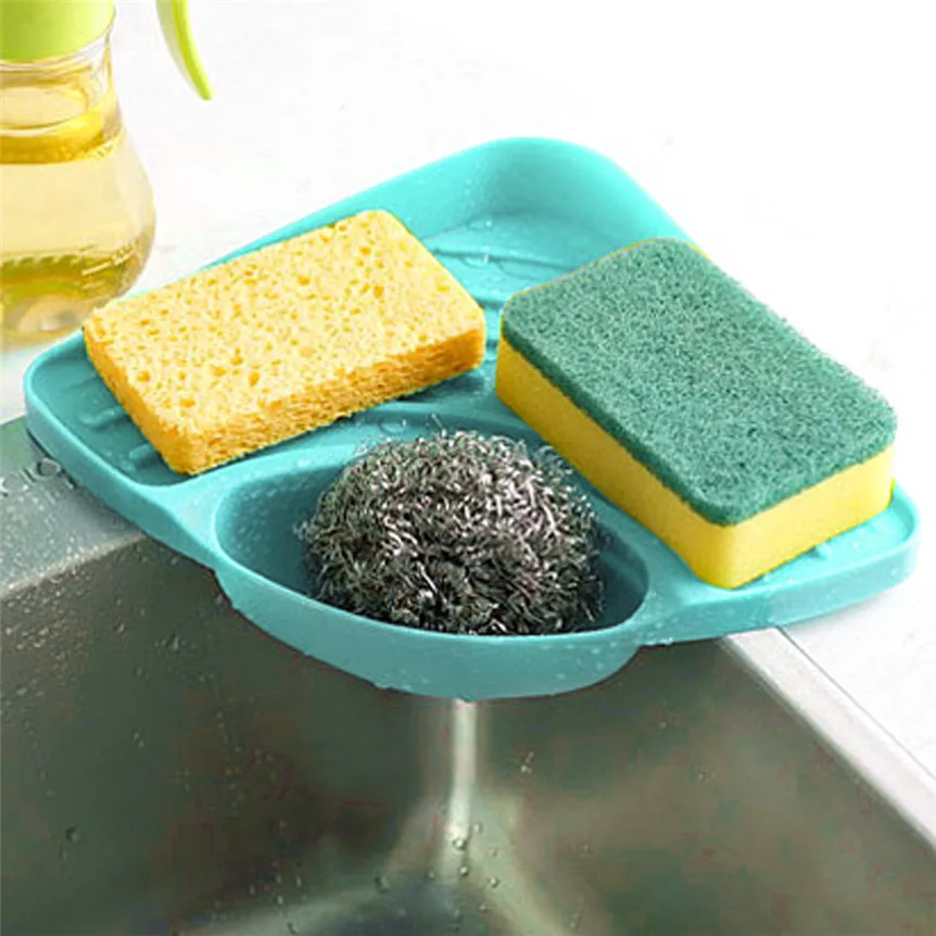

Plastic Storage Holder Sponges Storage Kitchen Sink Corner Shelf Wall Cuisine Dish Rack Drain Kitchen Accessoraies 0422#