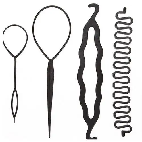 4pcs/set 3 Kinds Magic Hair Styling Accessories Set Braiders Hair Pin Bun Roller Maker Hair Braiding Twist Curler Styling Tool