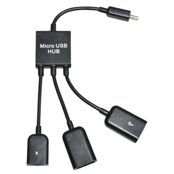 

USB 2.0 HUB Splitter 3 Port Way Micro USB Black 19Cm NEW