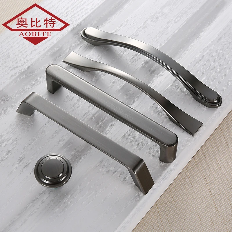 

AOBT Modern Brushed Cabinet Handles Matte Black Gray Kitchen Cupboard Door Pulls Drawer Knobs Wardrobe Pulls Furniture Handle