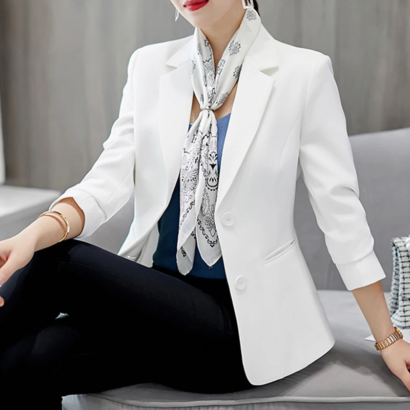Women's Blazers And Jackets Autumn Fashion Long Sleeve Black White Blazer Feminino Plus Size Tops OL Style Coat Women Clothes