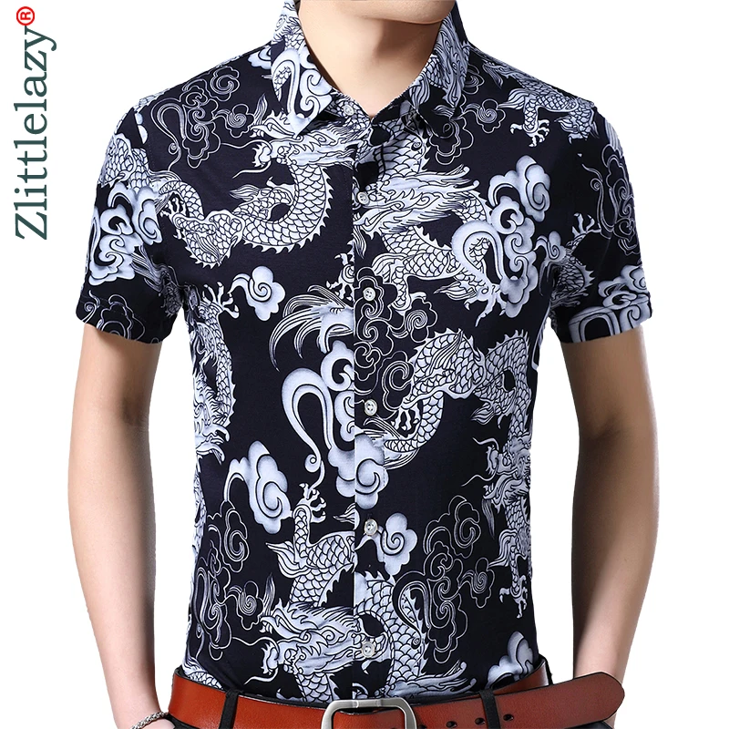 

2019 brand casual summer luxury quality short sleeve slim fit men shirt hawaiian social dress shirts mens fashions jersey 41655