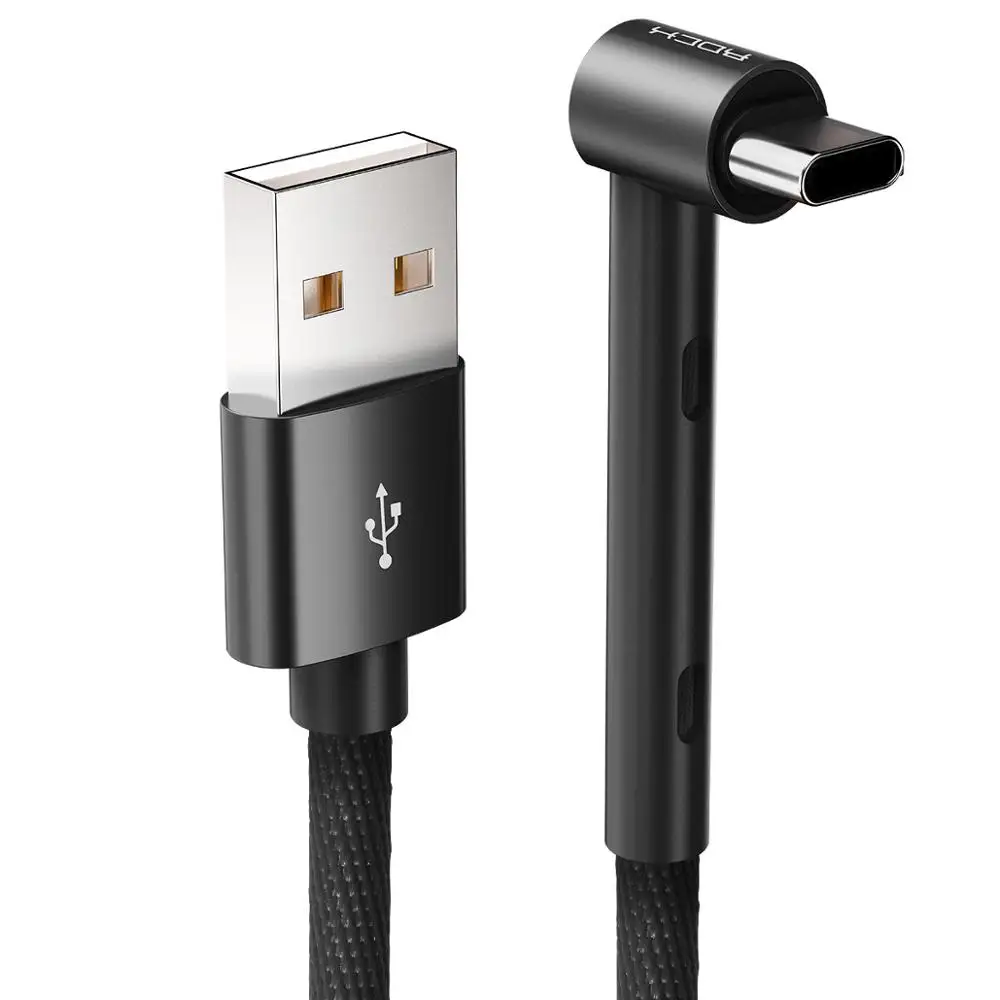 ROCK металлический держатель usb type C кабель для телефона кабель Быстрая зарядка Подставка для Samsung Galaxy S8 Nexus 5X Xiaomi OnePlus Macbook - Цвет: Black