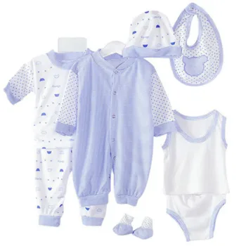 

8Pcs Baby Cute Cotton Clothes Set Newborn Infant Kids Baby Boy Girl T-shirt Tops+Long Pants Outfits Clothes Set 0-3M