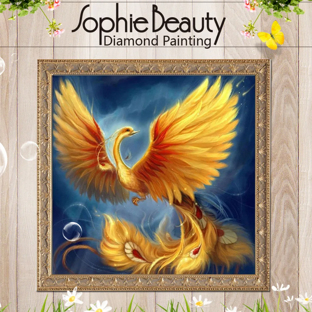 Sophie Beauty Beadwork Crafts 3D DIY Алмазная картина золотая птица Феникс картинки кристаллы