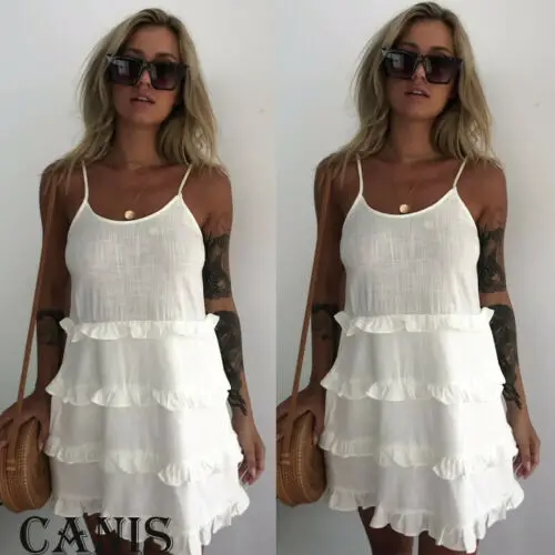 

2019 Casual Women Boho Elegant Strap Sleeveless Mini Dress Summer Floral White Wrap Dress Bud Sexy Ladies Dresses Beach Vestidos