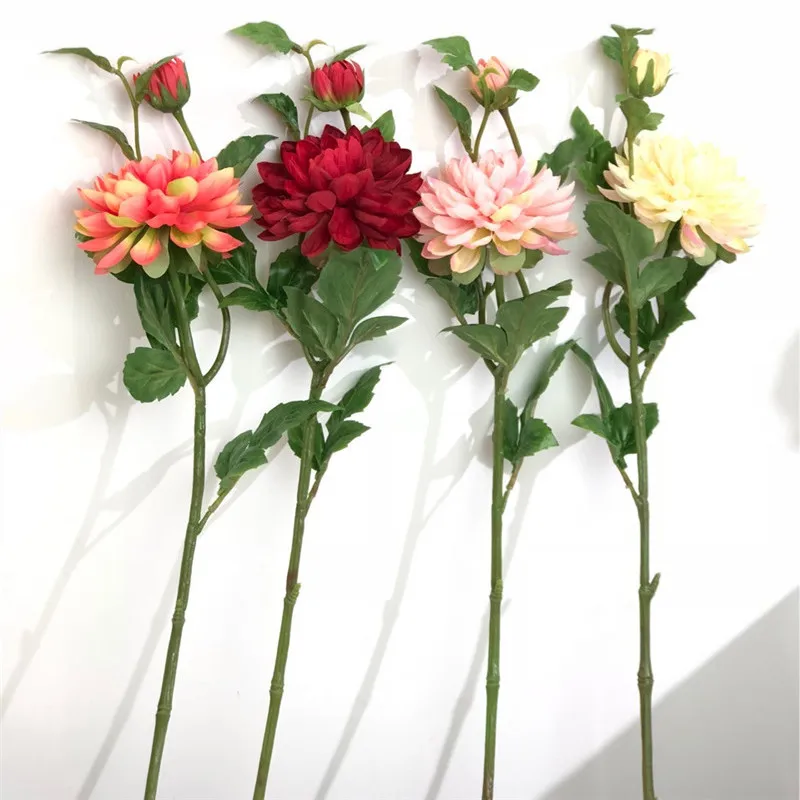 Flone Artificial Dahlias Flower Simulation Chrysanthemum Flowers Bouquet Artificial Silk Peony Wedding Home Table Party Decor (4)