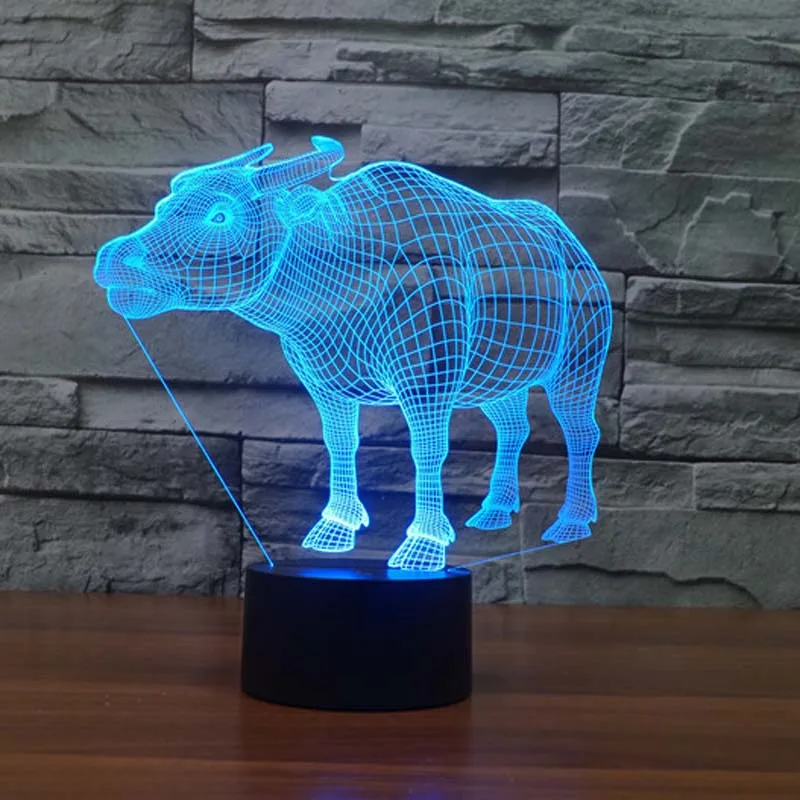 

3D Buffaloe Night Light Table lamp Indoor Led Lamp Night Lighting DIM 7 Color Changing led night lighting outlet