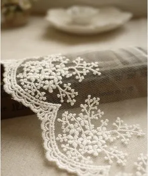 

cotton embroidered mesh lace trim with floral 10 yards/lot