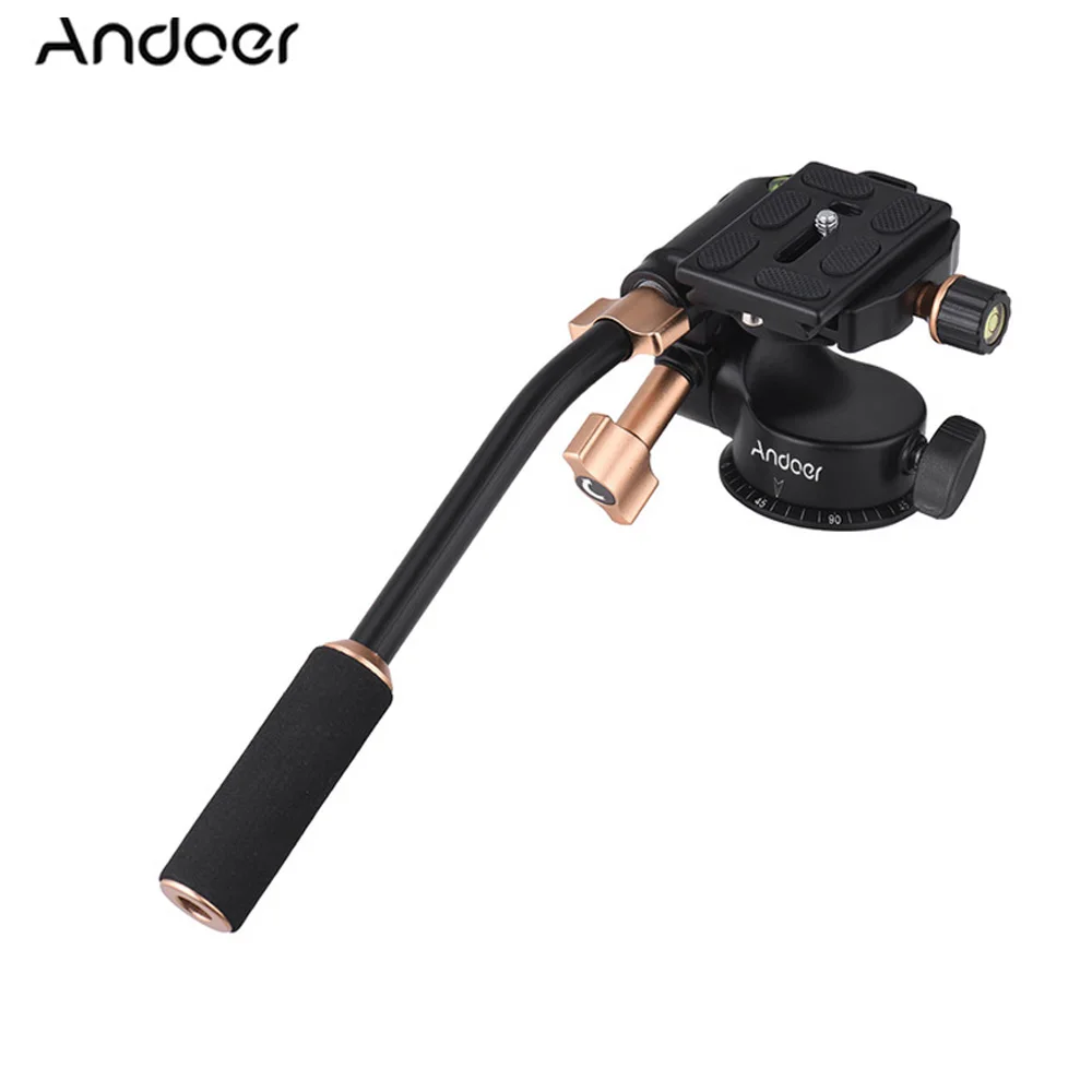 

Andoer Q08S Aluminum Alloy 3-Way Damping Video Head Tripod Head with Pan Bar Handle for DSLR ILDC Camera for Tripod Monopod