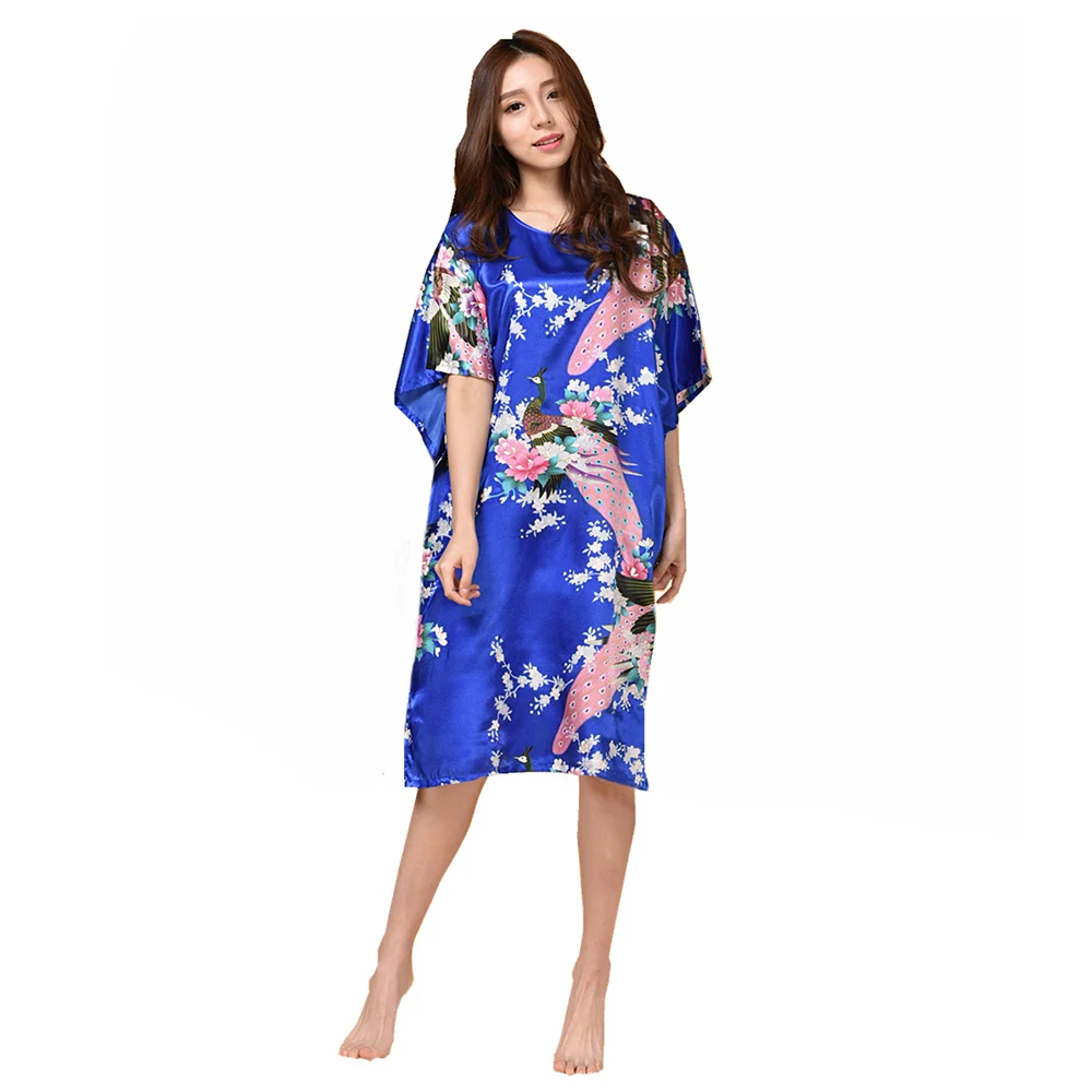 Blue - Long Модное Золотое повседневное женское вечернее платье Ночная рубашка Pijama Mujer дизайн с принтом женская вискоза Ночная рубашка Летний халат Zh01F - Цвет: Blue - Long