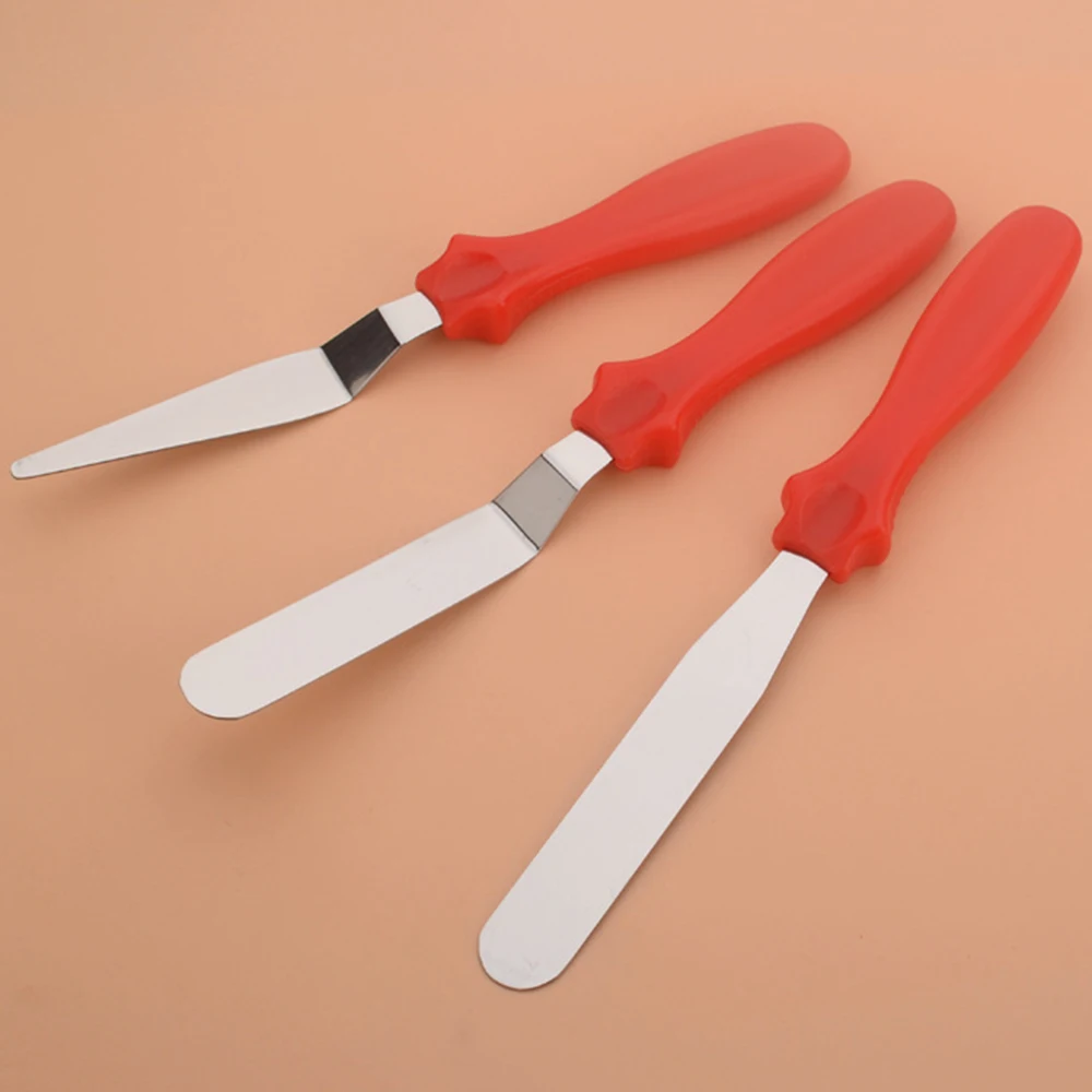 3 Pcs/set Stainless Steel Butter Cake Cream Knife Spatula for Cake Smoother Icing Frosting Spreader Fondant Pastry Cake