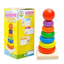 Деревянная детская игрушка Радуга укладки кольцо Пирамида игрушки для детей раннего обучения цвет и форма кольца тороидальной формы деревянные головоломки MC16