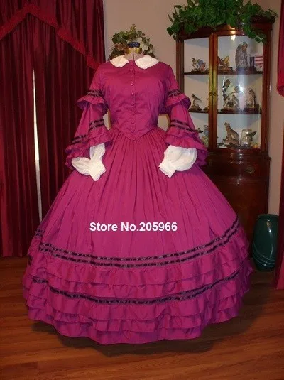 Изготовлено на заказ 1860 s, гражданская война Викторианский ягодный день платье/вечерние платья/платье для мероприятий/праздничное платье