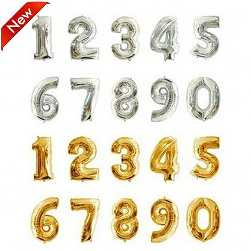 New 16 inch golden silver digital 0-9 aluminum film balloon camouflage cartoon toy birthday party decoration wedding decoration