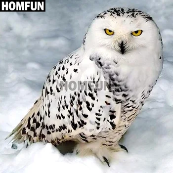 

HOMFUN Full Square/Round Drill 5D DIY Diamond Painting "Snow owl" 3D Embroidery Cross Stitch 5D Decor Gift A00829