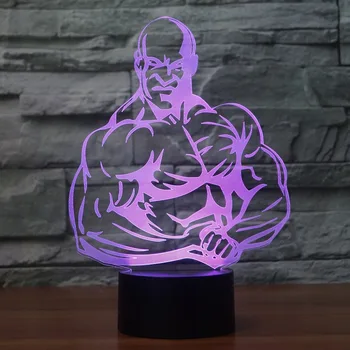 

Bodybuilding 3D Led Night Light Led Acrylic Colorful lights Hologram Kids Table Lamp Atmosphere Usb Led Light Lamp Canon Light