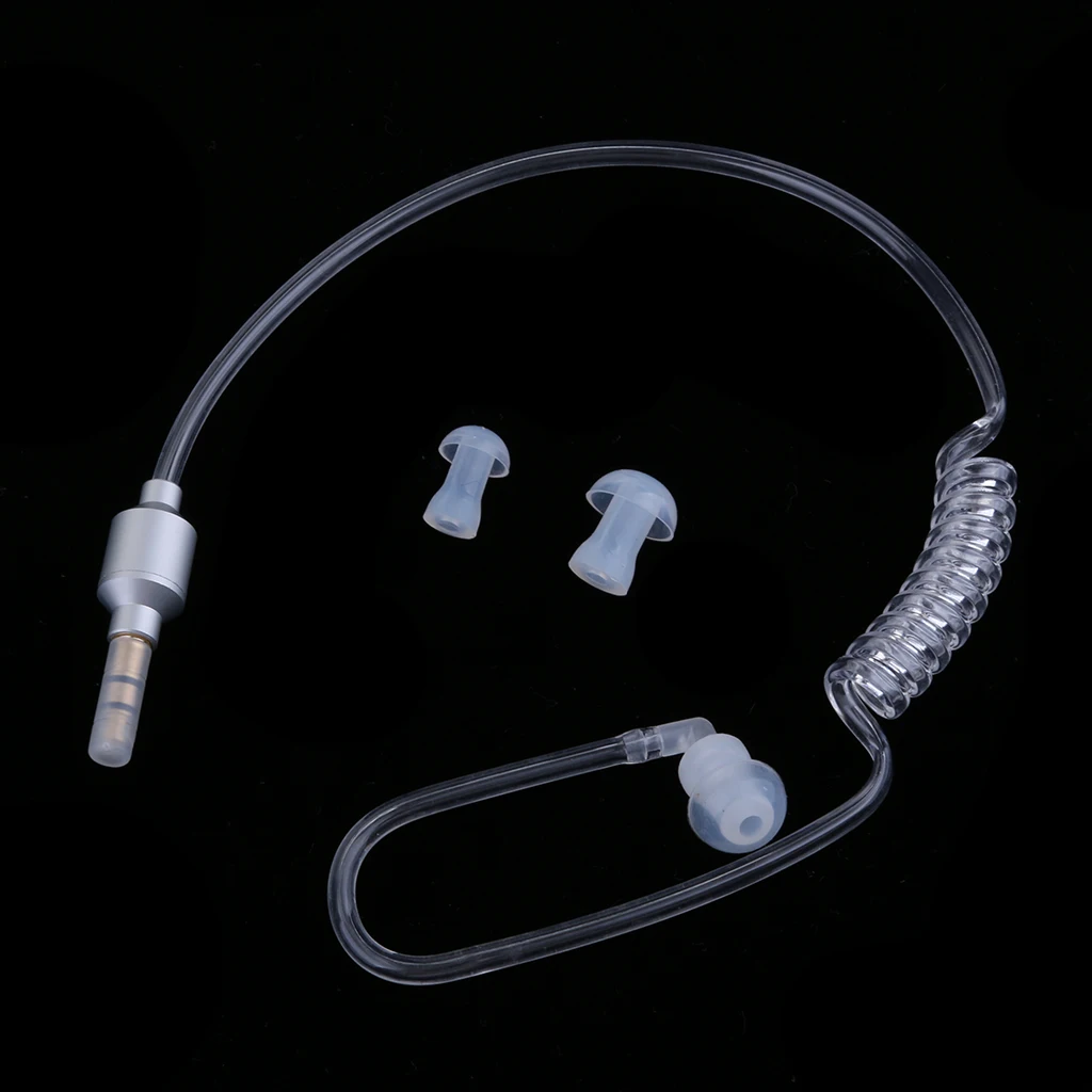 Anti-Radiation Mono Earphones 3.5mm Stereo Acoustic Hollow Air Tube Wired Earpiece Hands-free with Mic Headsets Lightweight