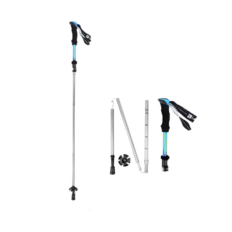 Portable Trekking Pole Outdoor Alpenstock Durable Five - Section Folding Adjustable Impact Walking Cane #2O30 (16)