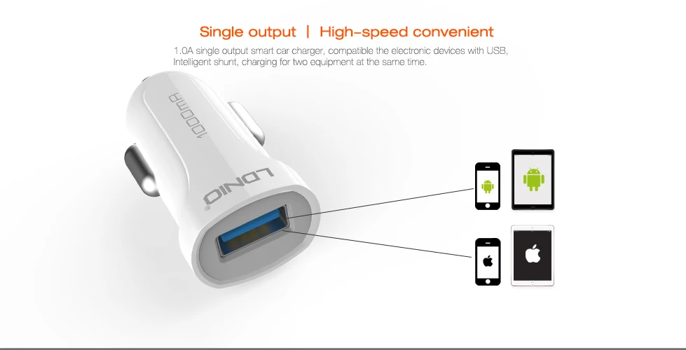 Высокое качество 5 V 1A aвтомобильное зарядное устройство с одним USB Комплект автомобильного зарядного устройства с синхронизацией данных кабель для зарядки и DL-C17