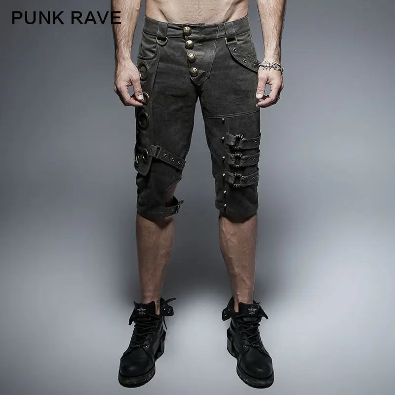 Панк рейв для мужчин s брюки для девочек рок готический Тонкий шорты Heavery Металл стимпанк мужчин шорты Уличная Хип Хоп