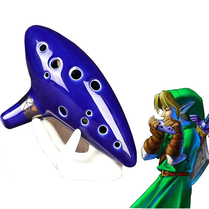 Legend of Zelda 12 Hole Ocarina Ceramic Alto C Ocarina Flute Blue