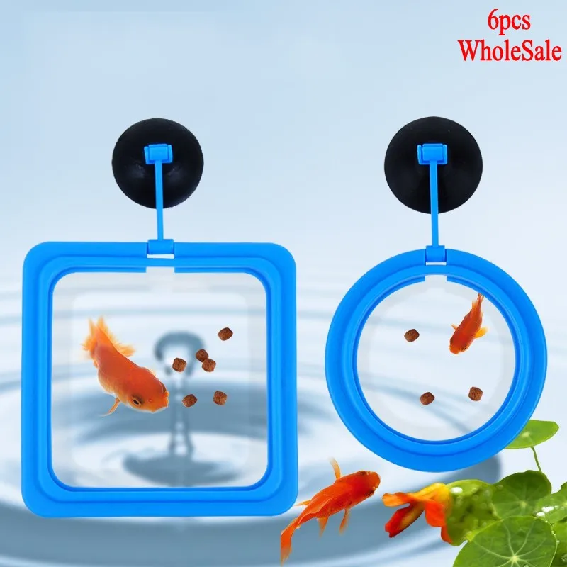 

6 PCS Aquarium Fish Tank Fish Food Feeding Automat Plastic Circle Ring Square Feeder Floating Feeder Fish