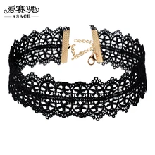 ASACH Gothic Black Lace Choker Necklace For Women Vintage Jewelry Accessories Femme Wide Necklaces Chocker colar collier femme