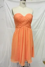 Simple Design Cheap Wholesale Discount Short Sheath Sweetheart Pleat Real Sample Chiffon Bridesmaid Dress MF244