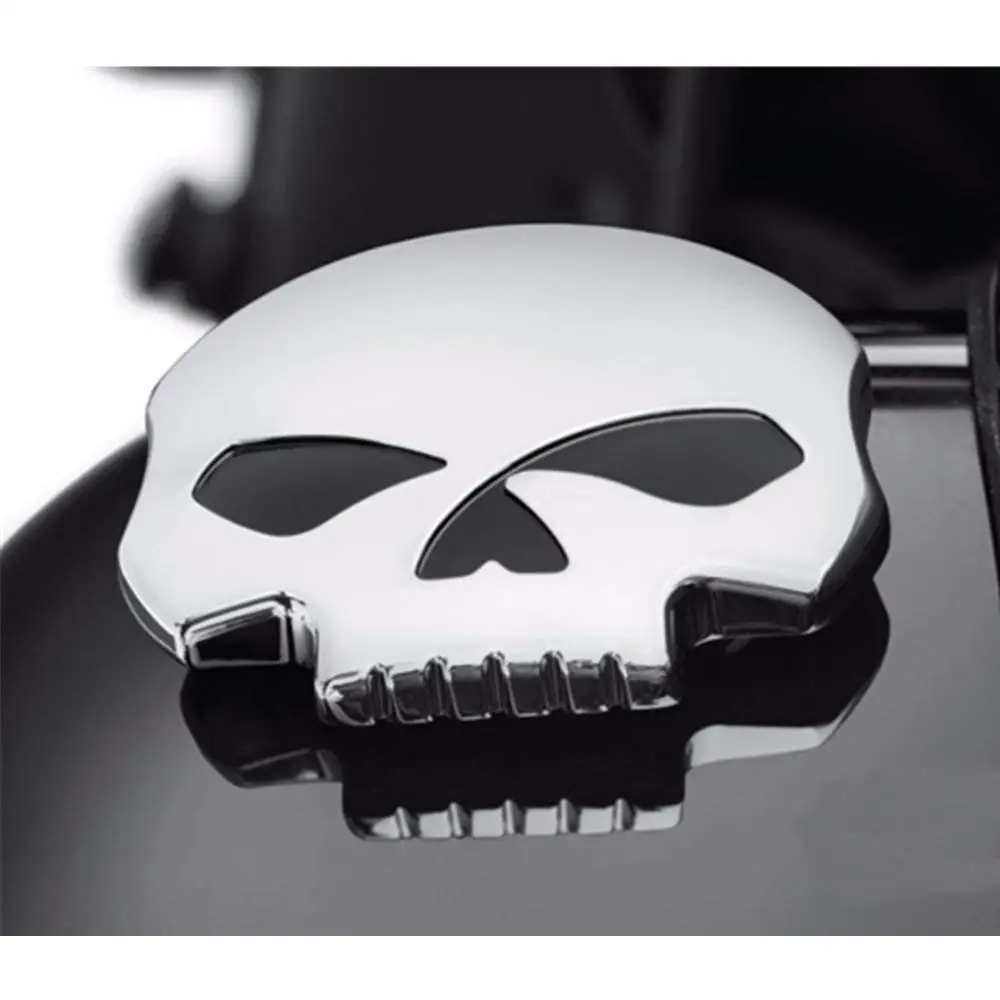 

1 pcs silvery Motorcycle CNC Aluminum Skull Tank Cover fit for Harley Davidson Fuel Gas Oil Tank Cap Kit