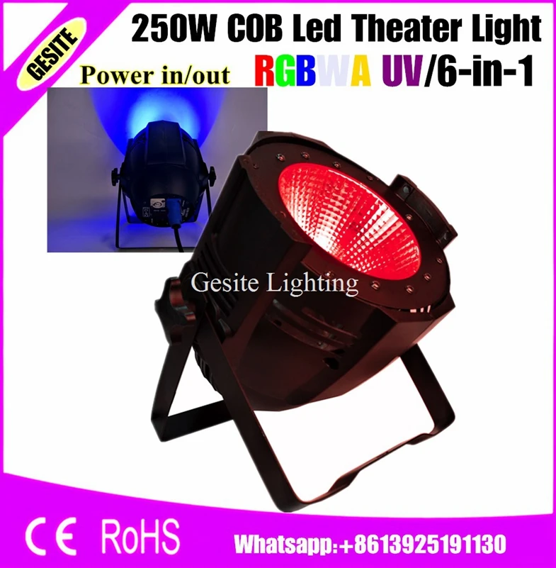 Iluminação de Palco Rgbwa para Estágio 6 Pçs e lote 200 w Rgbwa 6in1 Rgbwa uv 250 w Cob Led Par Luz
