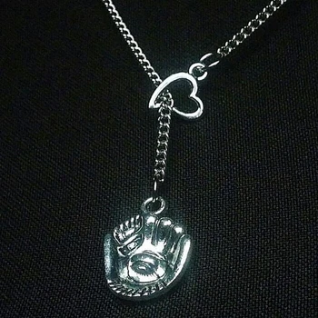 

Ball Heart Lariat Necklace Baseball Softball Glove Necklaces Pendant Sports Long Chain Necklace Women Jewelry Friendship Gift