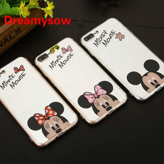 Mickey Mouse Soft TPU Case for iPhone Xs Max XR X 8 7 6 6S Plus Cute Cartoon Minnie Mirror Silicone Cases for iPhone X 5 5S SE