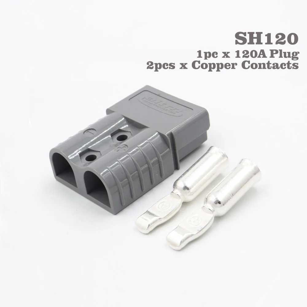 

120A 600V Gray SH120 Plug Connector Double Pole with copper Contacts for Solar Panels Caravans Battery