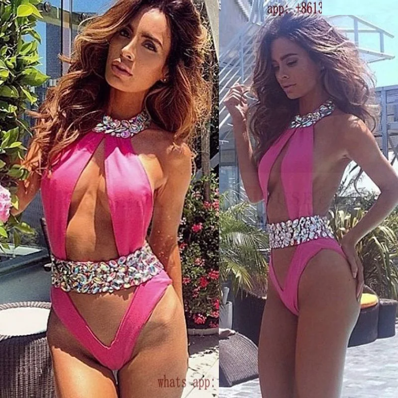2017 summer Sexy Bodysuits sleeveless v neck Hollow Out black beige halter backless off shoulder Lady Bodycon Jumpsuit Beachwear   (2)