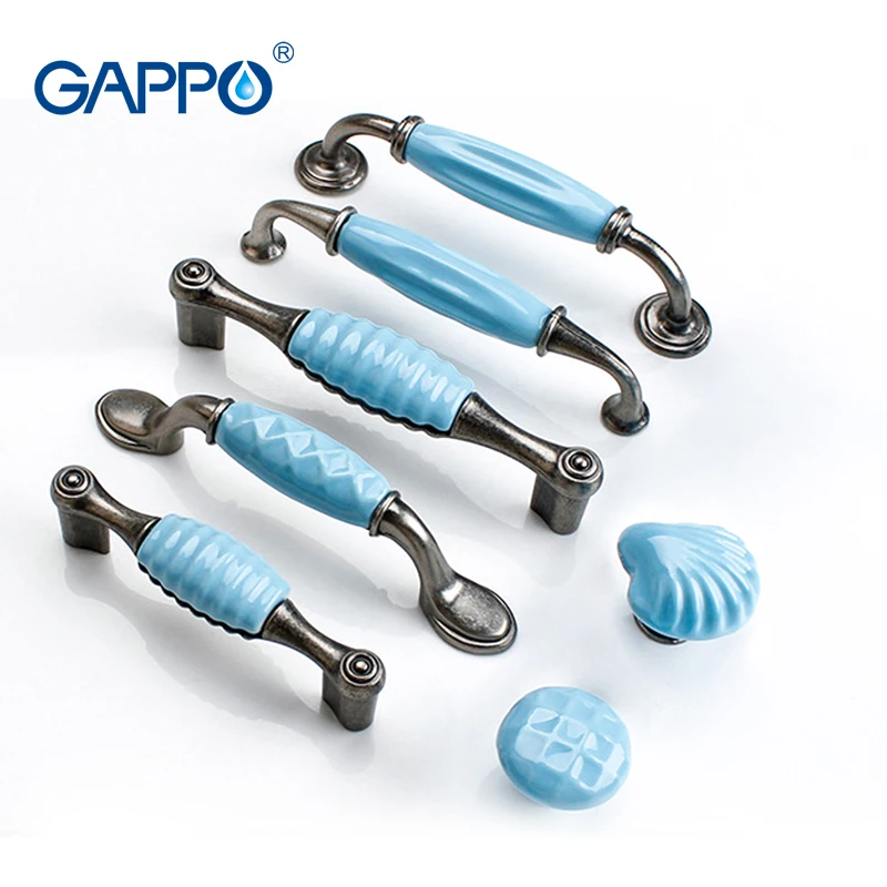 

GAPPO Shell Ceramic Handles and Pulls Cartoon Handle Cabinet Closet Drawer Handle and Knobs Furniture Kitchen Door Handle
