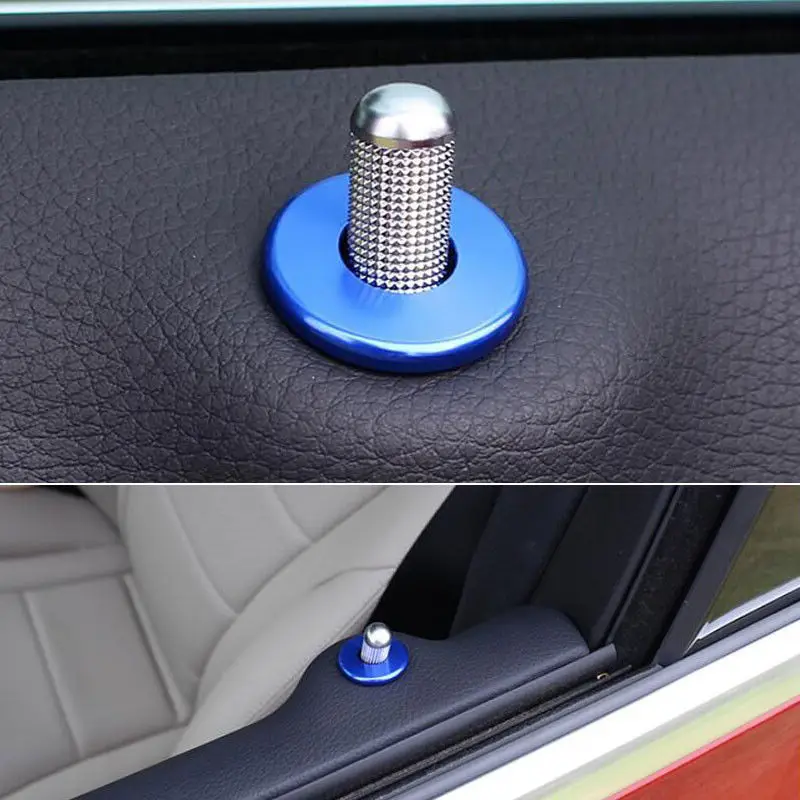 Blue Round Car Door Lock Knob Bolt Grommet Trim Covers for Benz C Class