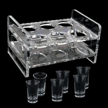 6 шт. 45 мл Shot glass& 6-Hole чистый акриловый держатель стойка набор для подачи на стол