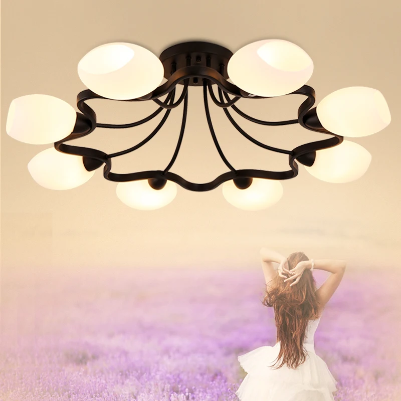 American Iron Ceiling chandelier modern European bedroom living room lamp restaurant 4/6/8 circulars milky lampshade lustres american iron ceiling chandelier modern european bedroom living room lamp restaurant 3 5 6 8 circulars milky lampshade wall lamp