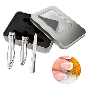 

3in1 Nail Care Set Stainless Steel Nail Clipper w/ 1 Nail File with Storage Case Fingernail Toenail Manicure Pedicure Tool Set
