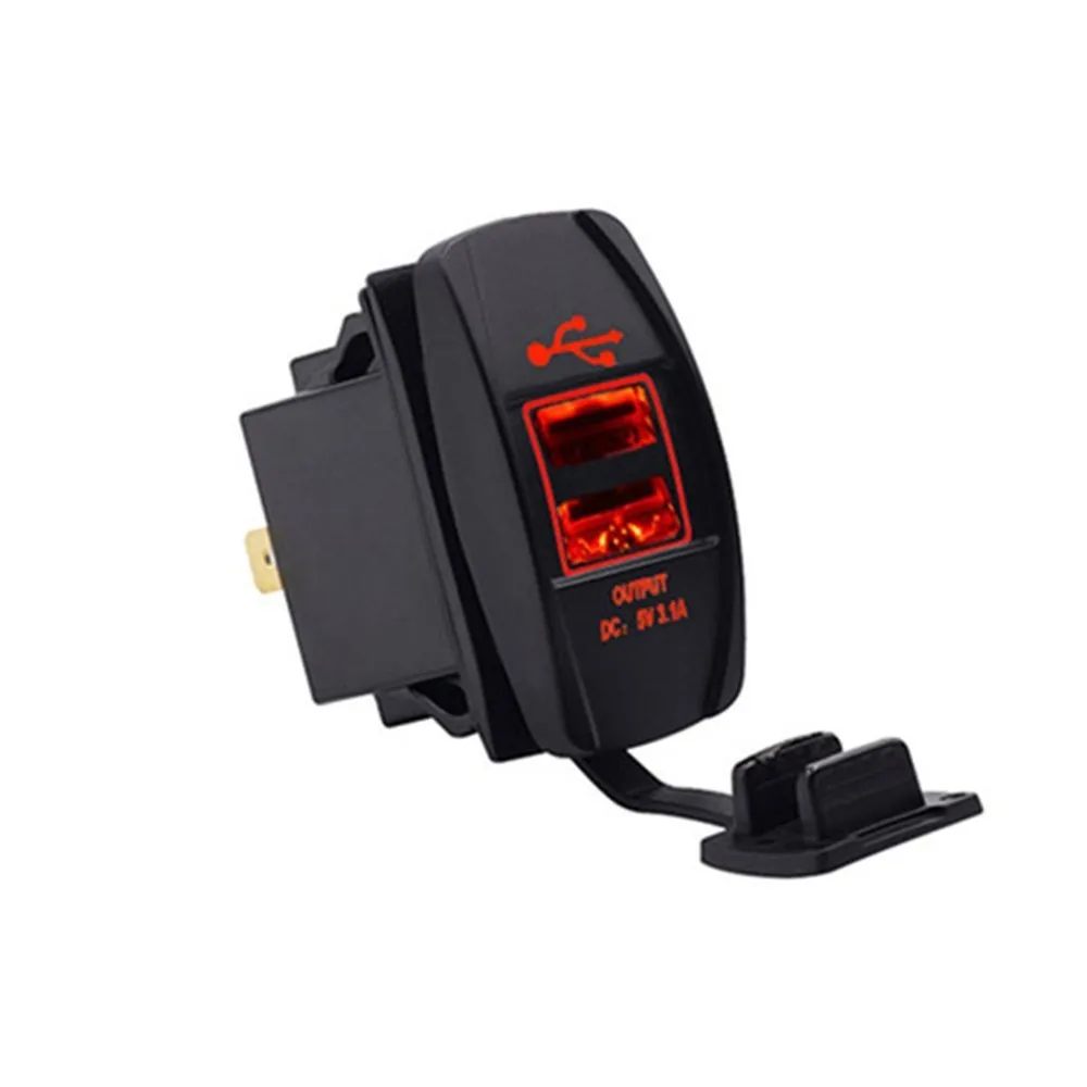 3.1A автомобильное зарядное устройство двойной usb зарядка ночник светодиодный дисплей Водонепроницаемый Автомобильный внутренний светодиодный светильник 12-24 В аксессуары 5 цветов - Название цвета: E29222A3