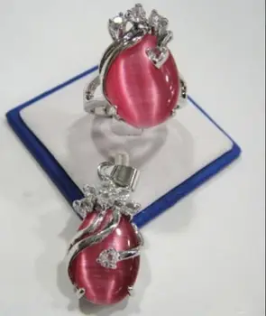 

Hot sale new Style >>>> 3 Farben-Charme GR n Blau opal / Pink / 18KGP CZ Anh by nger Ring Set