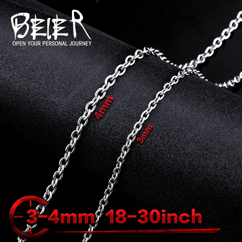 

Beier stainless steel necklace twist 3mm/4mm trendy chain necklace boy man necklace chain Silver Color BN1027