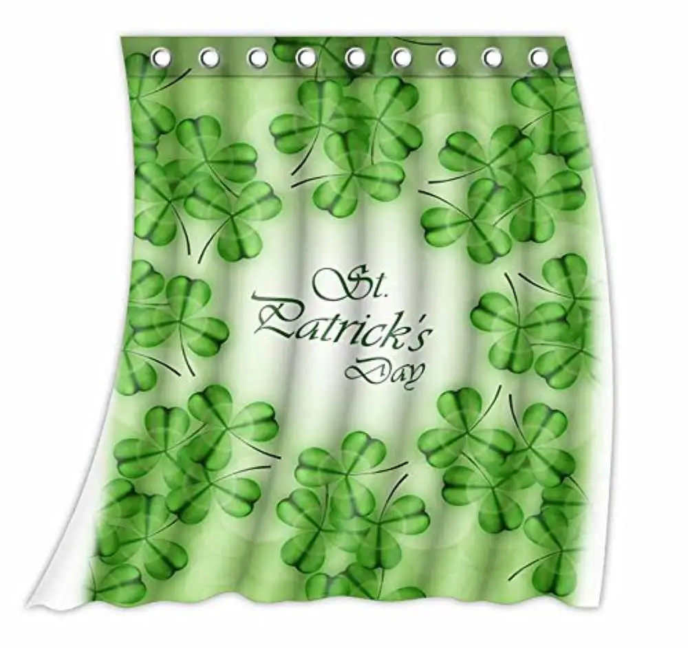 

Custom Happy St. Patrick's Day Pattern Curtain Polyester Fabric Window Curtain Size 52wx63h inch (One Piece)