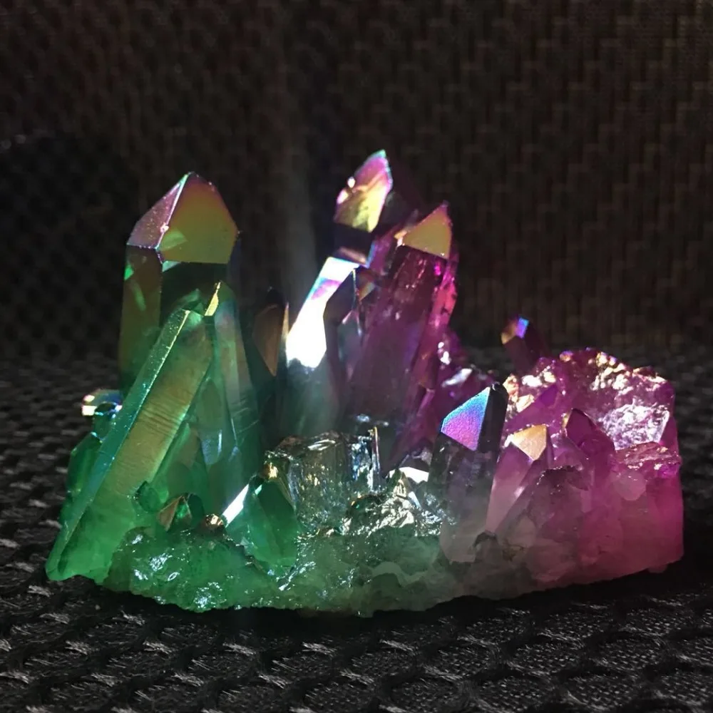 Удивительный зеленый фиолетовый камень Aura Angel Quartz Crystal титановый висмут