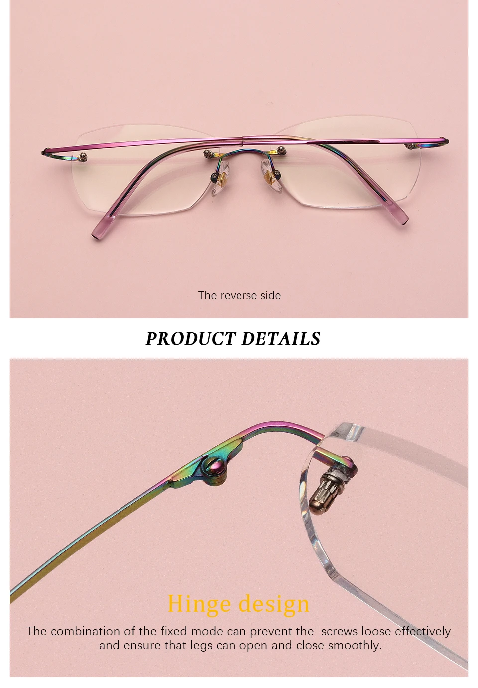 Металлические женские очки без оправы, милые, прозрачные, модные, бескаркасные, компьютерные, оптические, прозрачные очки, Женская оправа, очки# F145