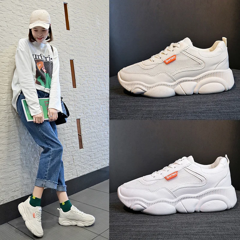 Shoes female 2019 new Korean version of the old woman net face bear shoes sports shoes leather small white shoes female spring Shoes female 2019 new Korean version of the old woman net face bear shoes sports shoes leather small white shoes female spring