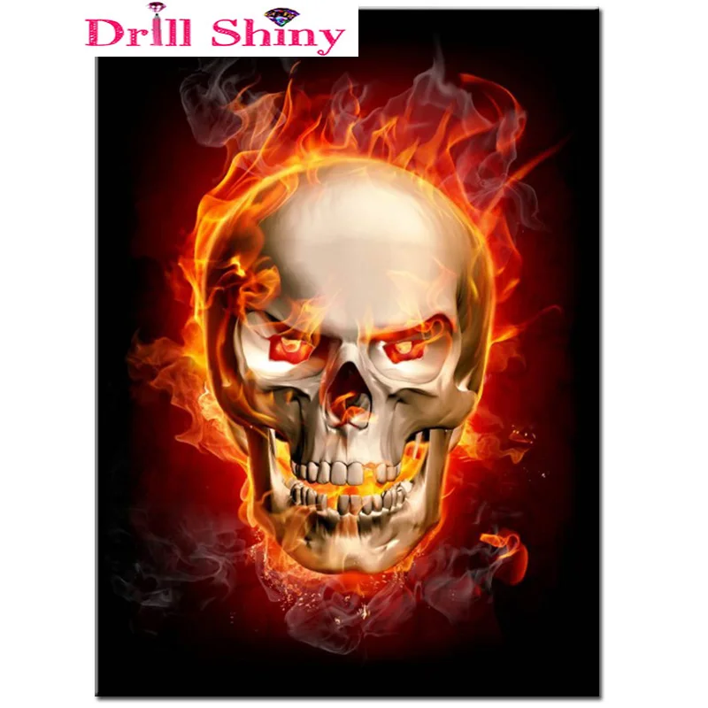 

Diamond Embroidery DIY Diamond Painting Fire skull painting Diamond Painting Cross Stitch Rhinestone Mosaic Wall Sticker